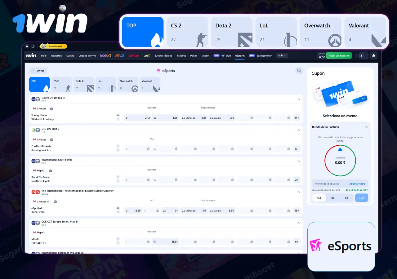 Apuestas de Esportes 1win